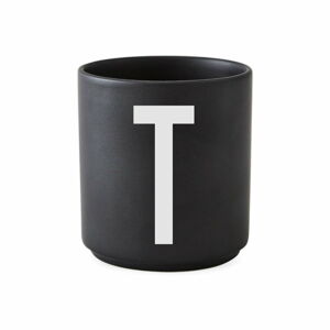 Černý porcelánový šálek Design Letters Alphabet T, 250 ml