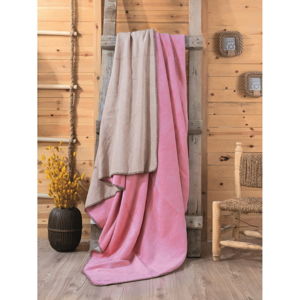Růžovo-béžová deka Sandra, 200 x 220 cm