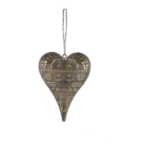 Závěsná dekorace ve tvaru srdce ve zlaté barvě Ego Dekor Heart, výška 10 cm