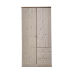 Mléčně bíle lakovaná šatní skříň z borovicového dřeva Steens Ribe, 202 x 100,8 cm