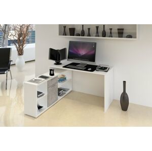 ATAN PC stůl NOE NEW - bílá / beton - II. jakost
