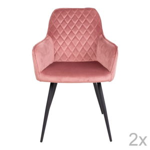 Sada 2 růžových sametových jídelních židlí House Nordic Harbo