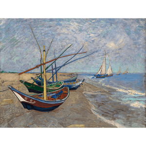 Reprodukce obrazu Vincenta van Gogha - Fishing Boats on the Beach at Les Saintes-Maries-de la Mer, 40 x 30 cm