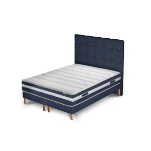 Tmavě modrá postel s matrací a dvojitým boxspringem Stella Cadente Maison Venus Cadente, 180 x 200  cm
