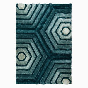 Modrozelený koberec Flair Rugs Hexagon Duck, 120 x 170 cm