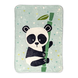 Světle zelená dětská deka z mikrovlákna 140x110 cm Panda – Moshi Moshi