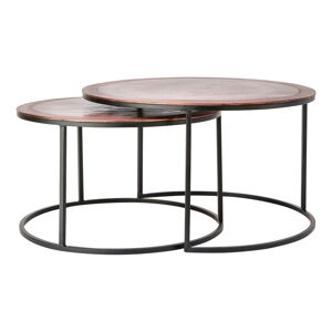 Kovové kulaté konferenční stolky v měděné barvě v sadě 2 ks ø 75 cm Talca – Light & Living