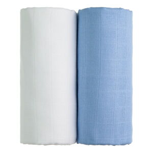 Sada 2 bavlněných osušek v bílé a modré barvě T-TOMI Tetra, 90 x 100 cm