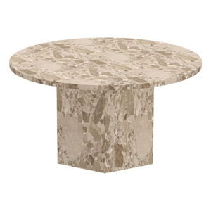 Světle hnědý mramorový kulatý konferenční stolek ø 80 cm Naxos – Actona