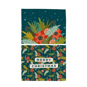 Sada 2 bavlněných vánočních ubrousků Butter Kings Happy Merry, 45 x 35 cm