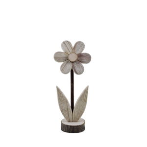 Malá dřevěná dekorace ve tvaru květiny s motivem květiny Ego Dekor, 8 x 21 cm