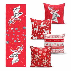 Sada 4 vánočních povlaků na polštář a běhounu na stůl Minimalist Cushion Covers Joy