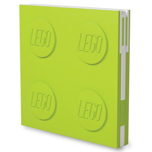 Světle zelený čtvercový zápisník s gelovým perem LEGO®, 15,9 x 15,9 cm