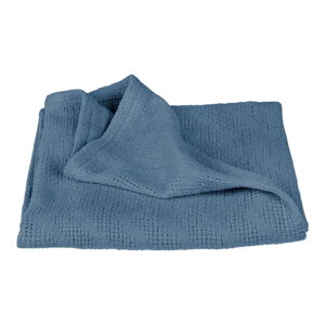 Modrá pletená dětská deka z Bio bavlny 80x80 cm Seashells – Roba