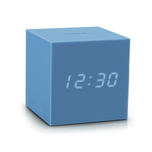 Modrý LED budík Gingko Gravitry Cube