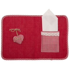 Červené prostírání s kapsou na jmenovku Unimasa Heart, 35 x 40 cm