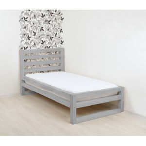 Šedá dřevěná jednolůžková postel Benlemi DeLuxe, 200 x 90 cm