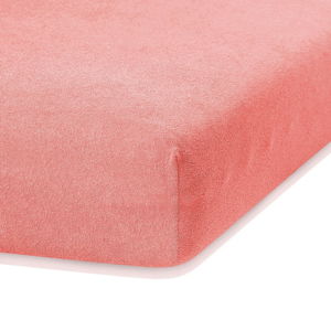 Korálově růžové elastické prostěradlo s vysokým podílem bavlny AmeliaHome Ruby, 200 x 80-90 cm
