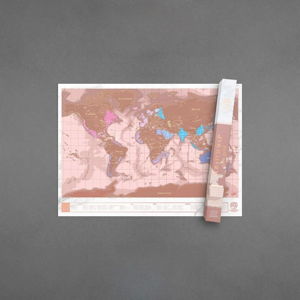 Stírací mapa světa v barvě rose gold Luckies of London Millenial