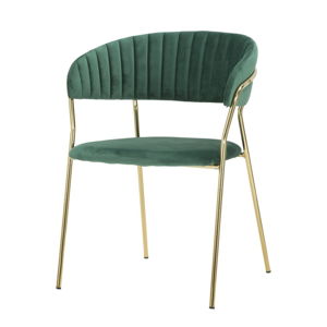 Smaragdově zelená židle s konstrukcí ve zlaté barvě Mauro Ferretti Poltrona