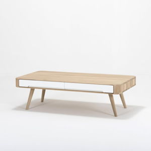 Konferenční stolek s konstrukcí z masivního dubového dřeva se zásuvkou Gazzda Ena