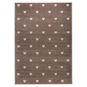 Hnědý koberec s puntíky KICOTI Beige Dots, 133 x 190 cm