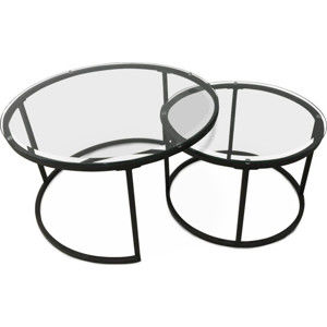 Tempo Kondela Set dvou konferenčních stolků KALERO - tvrzené sklo/kov + kupón KONDELA10 na okamžitou slevu 3% (kupón uplatníte v košíku)