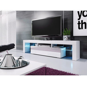 ATAN Televizní stolek VERA  bílá/bílá vysoký lesk - II. jakost