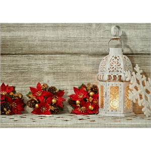 Koberec Vitaus Christmas Period Lantern With Red Flowers, 50 x 80 cm