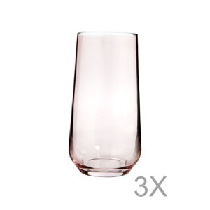 Sada 3 vysokých sklenic z růžového skla Mezzo Paris, 250 ml