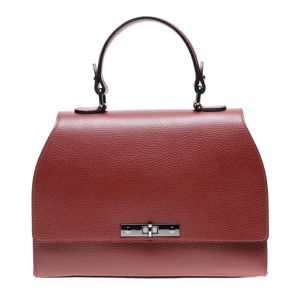 Červená kožená kabelka s popruhem Carla Ferreri