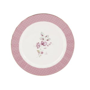 Růžovobílý porcelánový dezertní talíř Creative Tops Ditsy