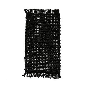 Černý jutový koberec Simla Tassel, 90 x 60 cm
