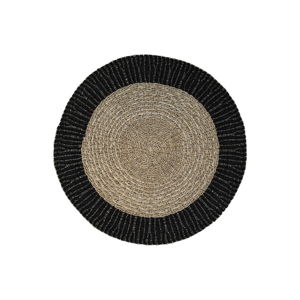 Černý/v přírodní barvě kulatý koberec z mořské trávy ø 150 cm Malibu - HSM collection