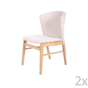 Sada 2 bílých jídelních židlí se světle hnědým podnožím z kaučukovníkového dřeva sømcasa Mara