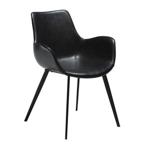 Černá koženková jídelní židle s područkami DAN-FORM Denmark Hype