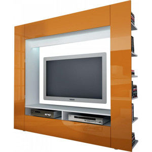 Idea Televizní stěna OLLI bílá/lesklá oranžová