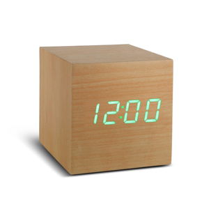 Béžový budík se zeleným LED displejem Gingko Cube Click Clock