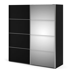 Černá šatní skříň se zrcadlem a posuvnými dveřmi 182x202 cm Verona - Tvilum