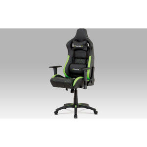 Autronic Kancelářská židle, černá+zelená ekokůže, houpací mech, plastový kříž KA-N774 GRN