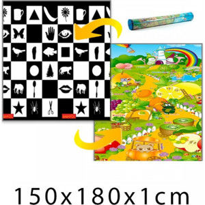 Forclaire Dětský pěnový koberec Šachovnice + Ovocný ráj 150x180x1 cm