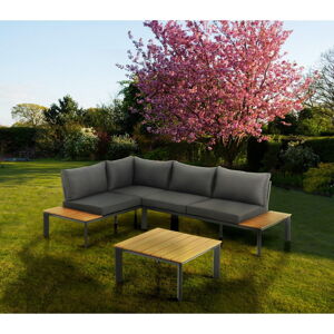 Hliníkový zahradní lounge set v šedo-přírodní barvě pro 3 Kamari – Tomasucci