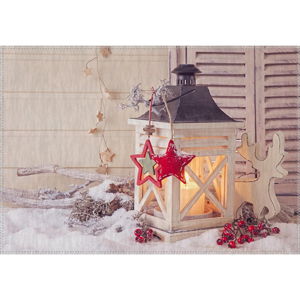 Koberec Vitaus Christmas Period Lantern With Small Red Star, 50 x 80 cm