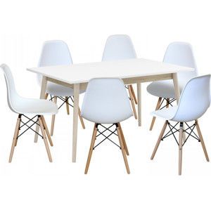 Idea Jídelní stůl NATURE + 6 židlí UNO bílé