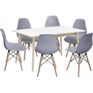 Idea Jídelní stůl NATURE + 6 židlí UNO šedé