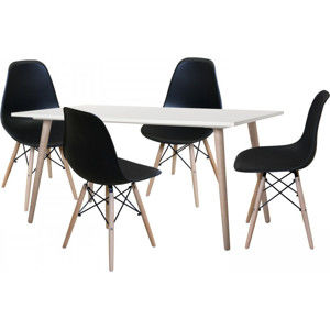 Idea Jídelní stůl GÖTEBORG 50 + 4 židle UNO černé