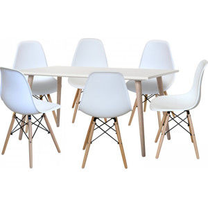 Idea Jídelní stůl GÖTEBORG 50 + 6 židlí UNO bílé