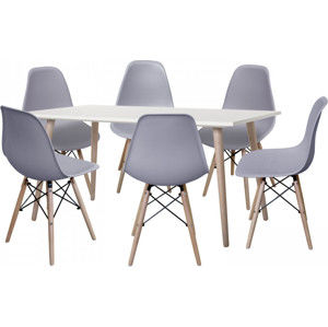 Idea Jídelní stůl GÖTEBORG 50 + 6 židlí UNO šedé