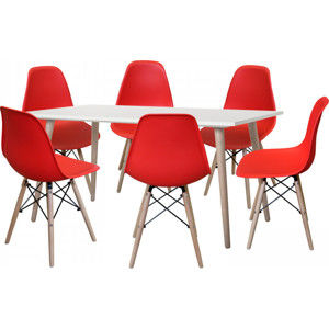 Idea Jídelní stůl GÖTEBORG 50 + 6 židlí UNO červené