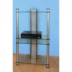 Idea TV stolek sklo/stříbrná
